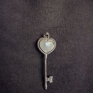 Silver Heart Key Pendant